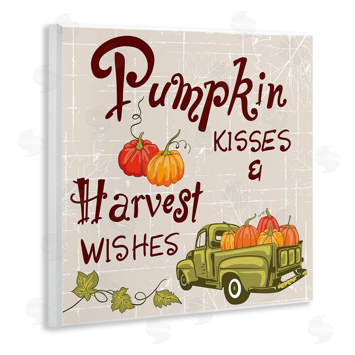 Diane Labombarbe Farmhouse Pumpkin Kisses Wooden Wall Plaque Art Print