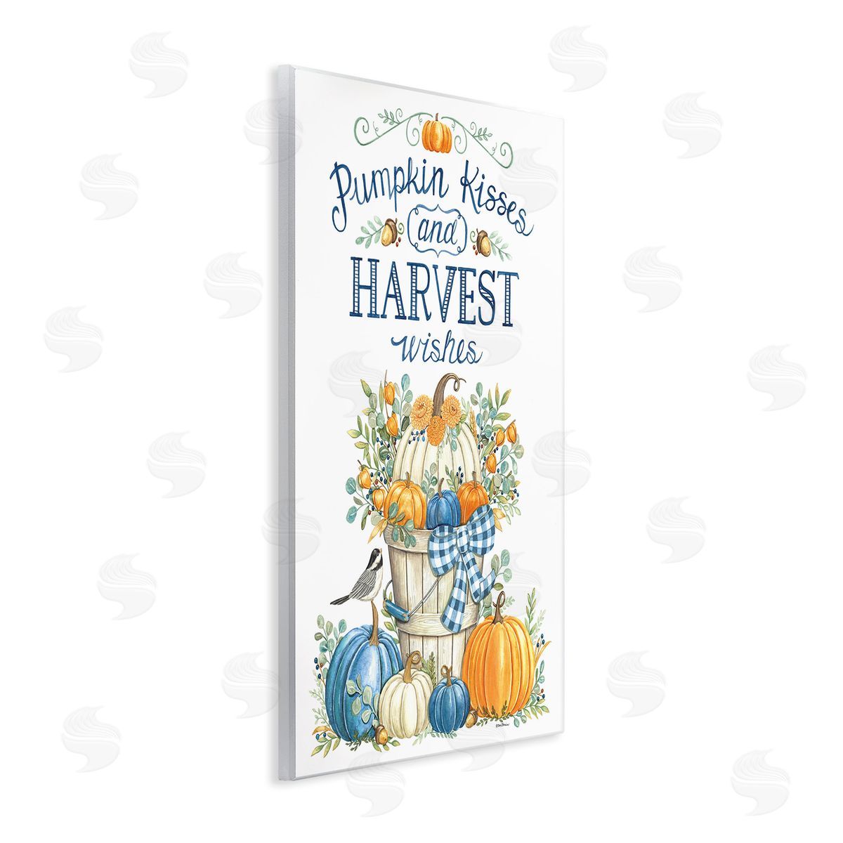 Deb Strain Harvest Wishes Pumpkins Wooden Wall Plaque Art Print