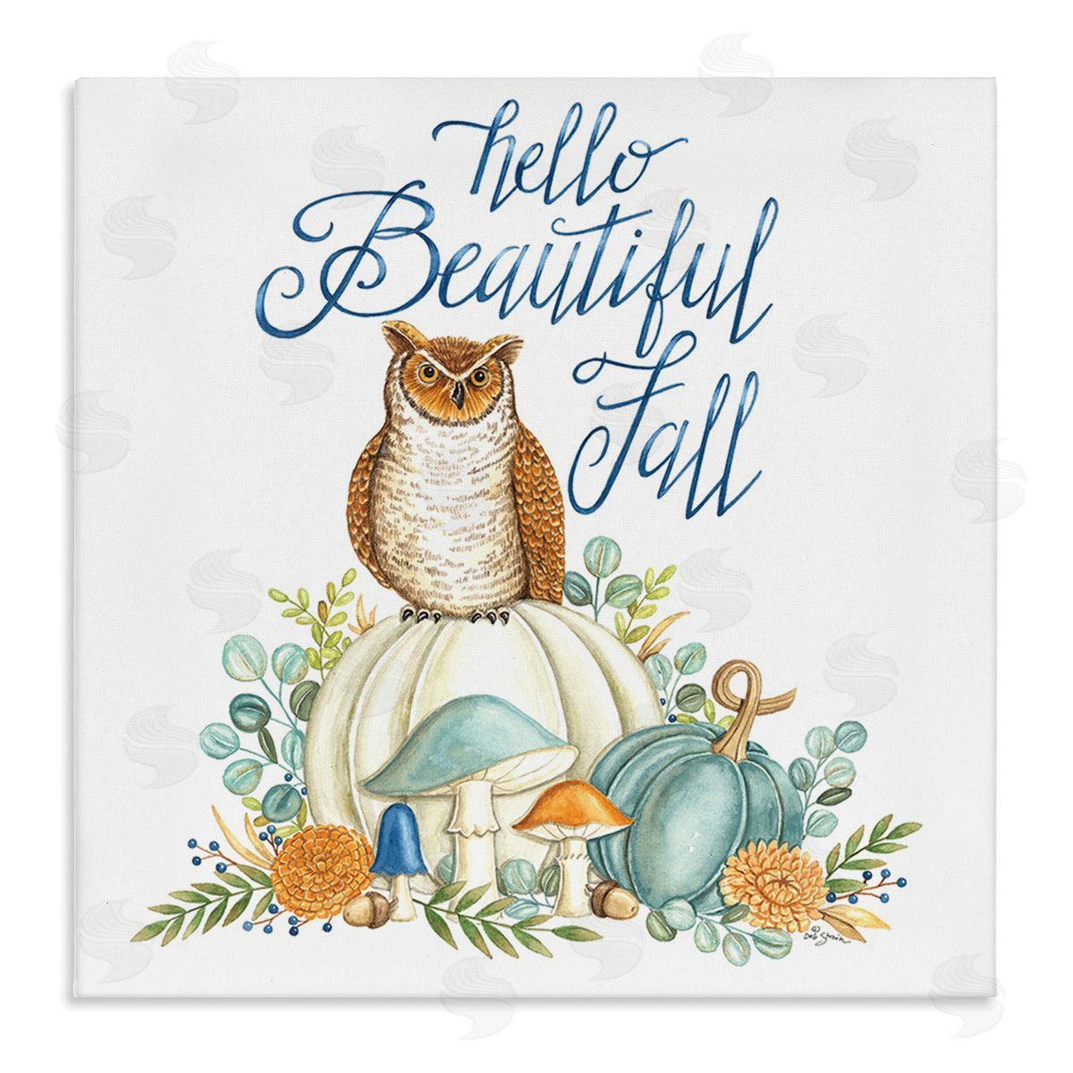 Deb Strain Beautiful Fall with Owl Canvas Wall Art Print