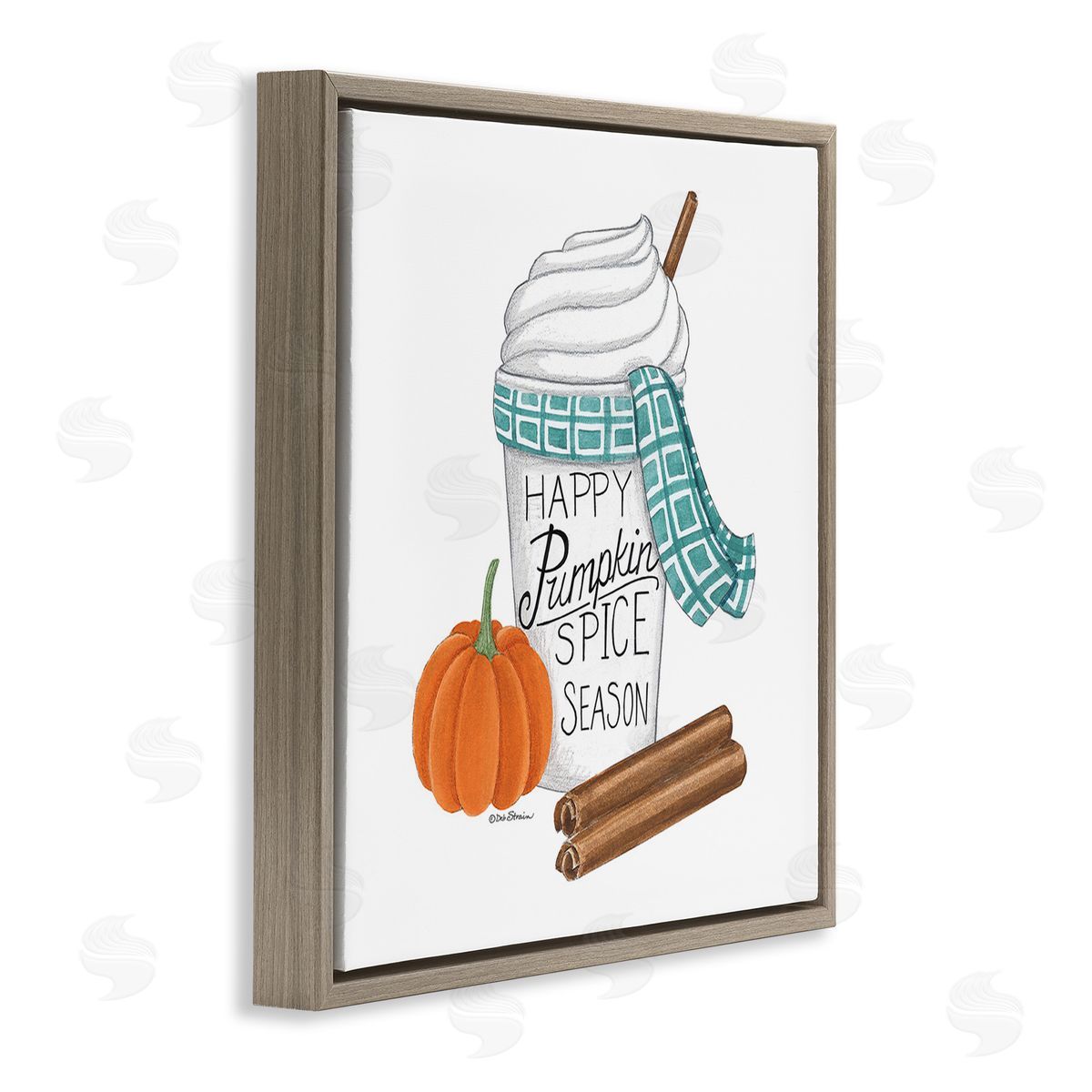 Deb Strain Pumpkin Spice Season Brown Floating Frame Canvas Wall Art Print