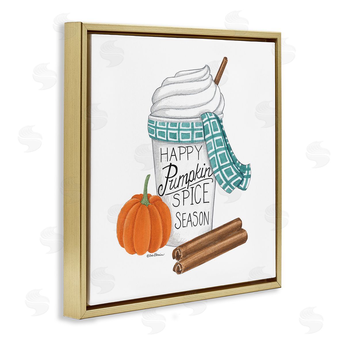 Deb Strain Pumpkin Spice Season Gold Floating Frame Canvas Wall Art Print