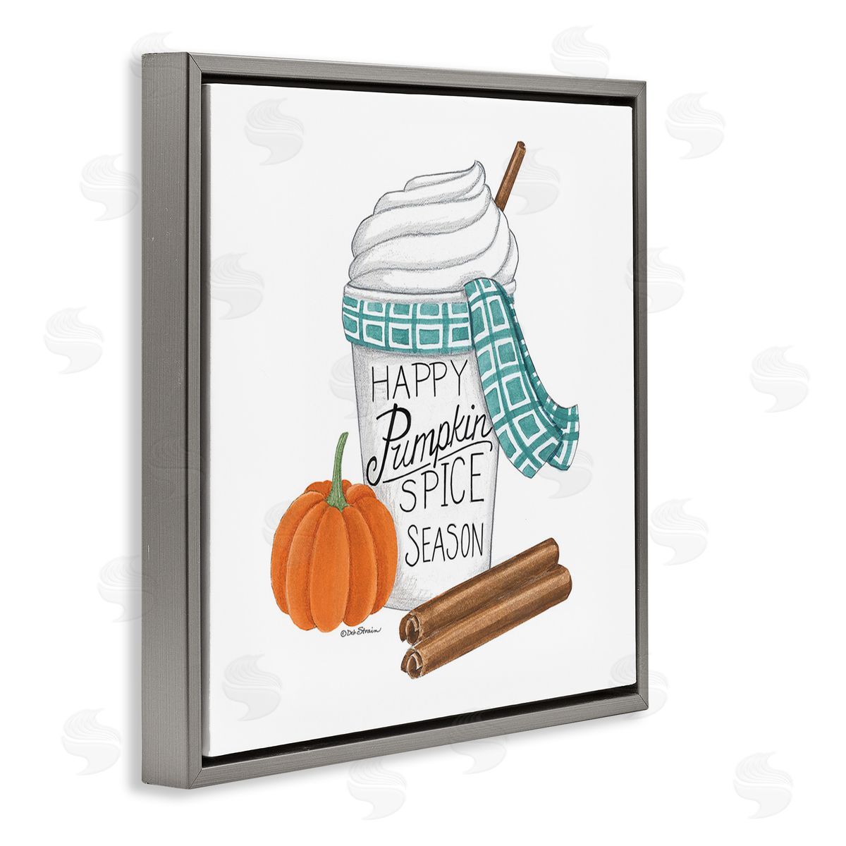 Deb Strain Pumpkin Spice Season Gray Floating Frame Canvas Wall Art Print
