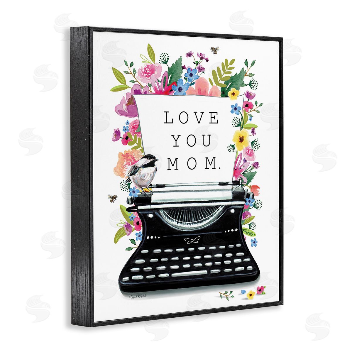 Elizabeth Tyndall Love You Mom Typewriter Black Framed Giclee Wall Art Print