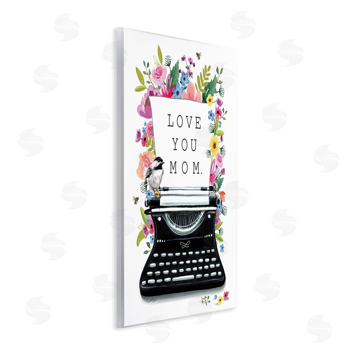 Elizabeth Tyndall Love You Mom Typewriter Wooden Wall Plaque Art Print