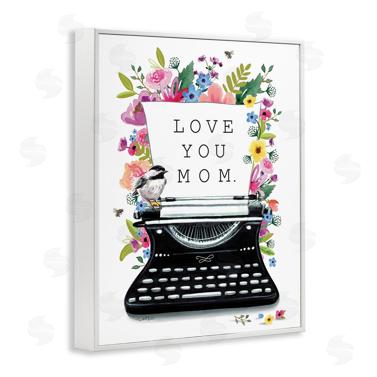 Elizabeth Tyndall Love You Mom Typewriter White Framed Giclee Wall Art Print