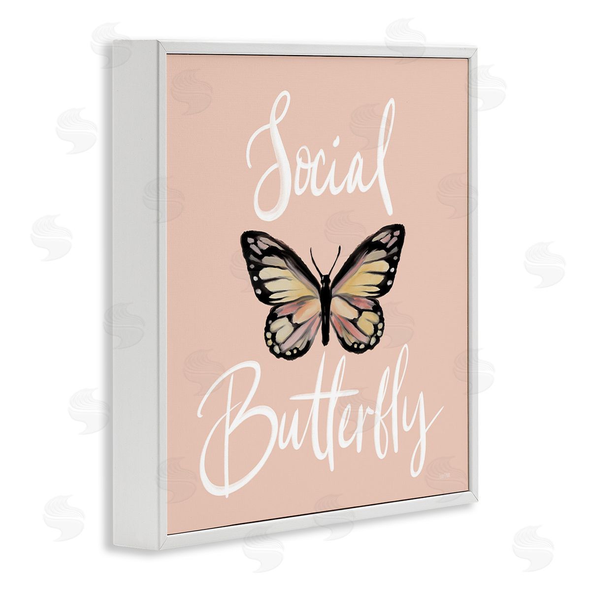 House Fenway Social Butterfly Phrase White Framed Giclee Wall Art Print
