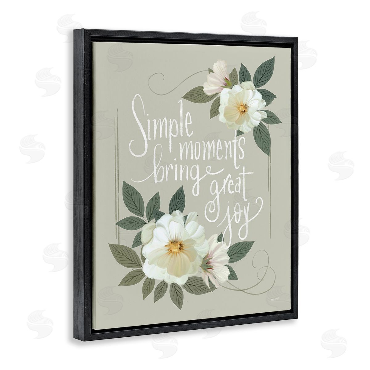 House Fenway Simple Moments & Blossoms Black Floating Frame Canvas Wall Art Print