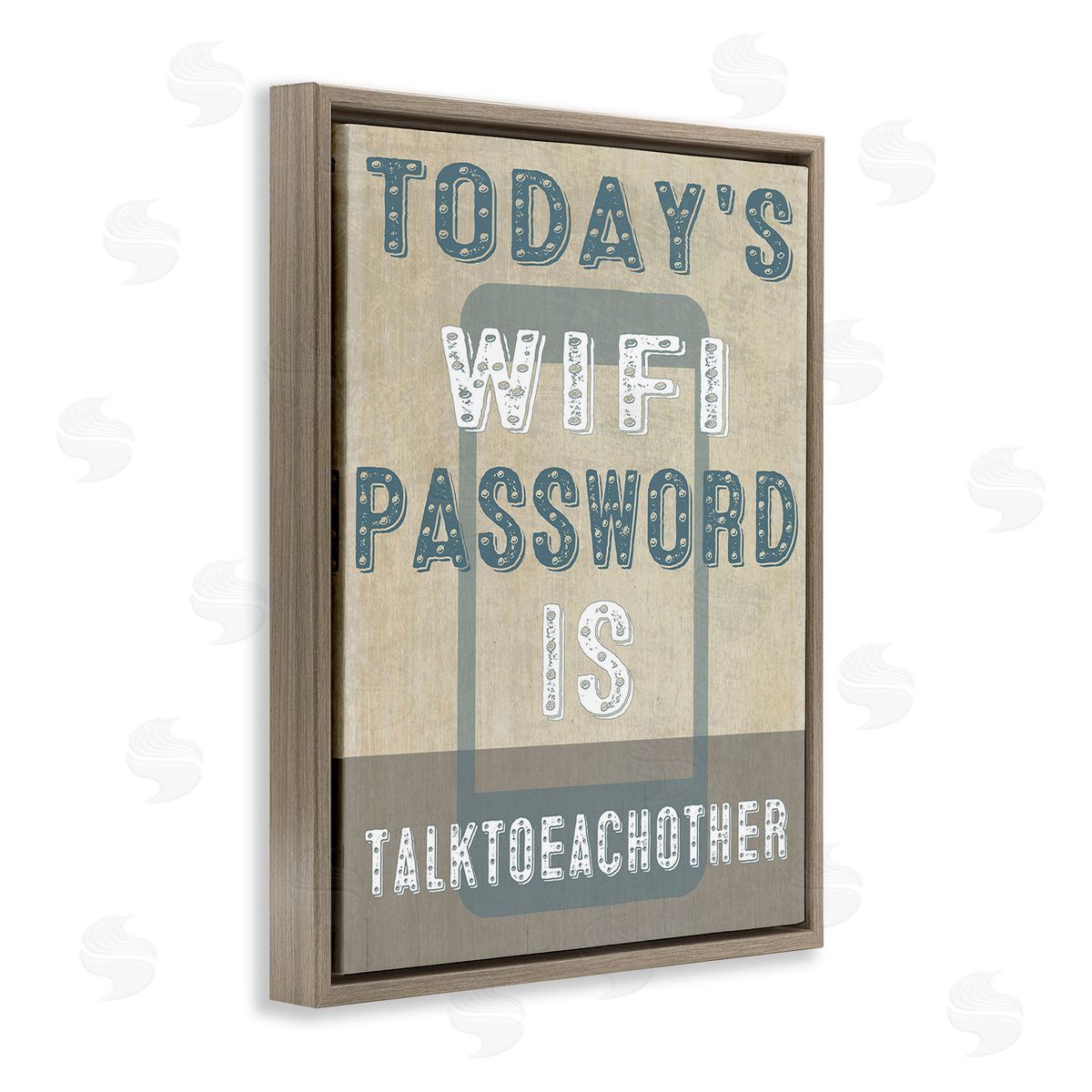 Graffitee Studios Funny Wi-Fi Password Brown Floating Frame Canvas Wall Art Print