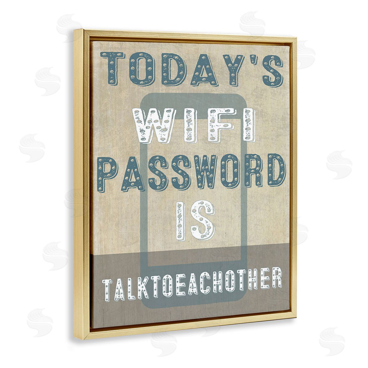 Graffitee Studios Funny Wi-Fi Password Gold Floating Frame Canvas Wall Art Print