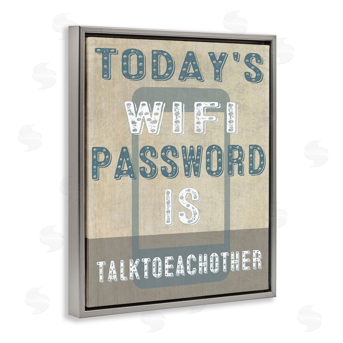 Graffitee Studios Funny Wi-Fi Password Gray Floating Frame Canvas Wall Art Print