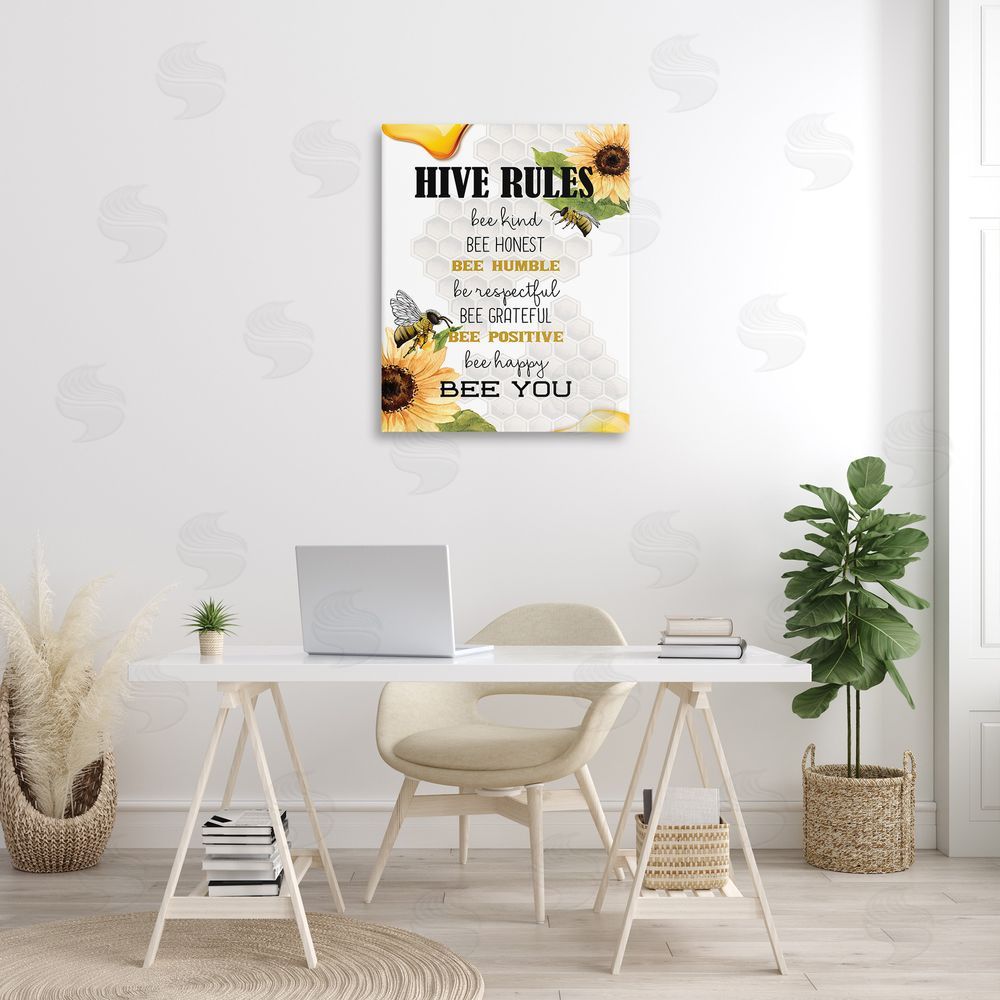 Kim Allen Bee Hive Rules Canvas Wall Art Print in Room