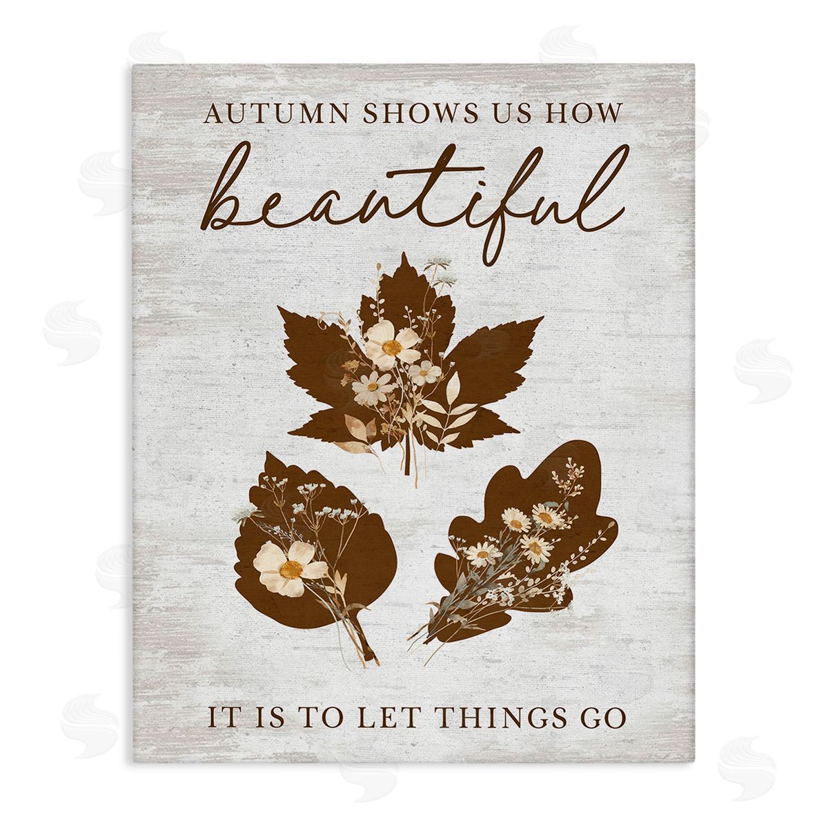 Lettered and Lined Autumnal Beauty Phrase Canvas Wall Art Print