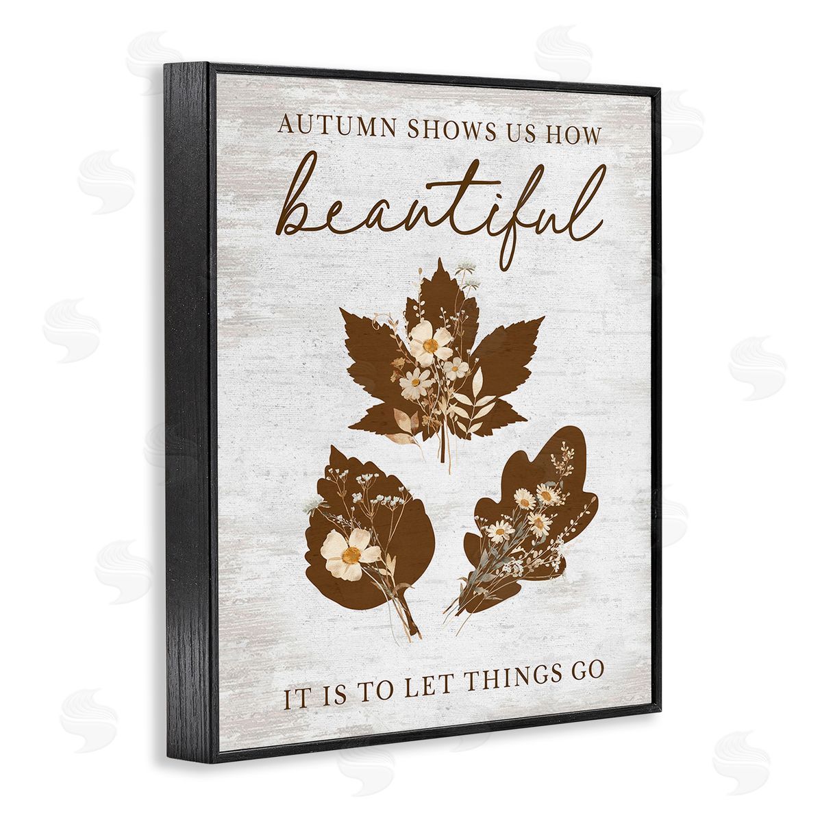 Lettered and Lined Autumnal Beauty Phrase Black Framed Giclee Wall Art Print
