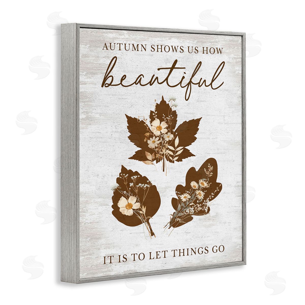Lettered and Lined Autumnal Beauty Phrase Gray Framed Giclee Wall Art Print