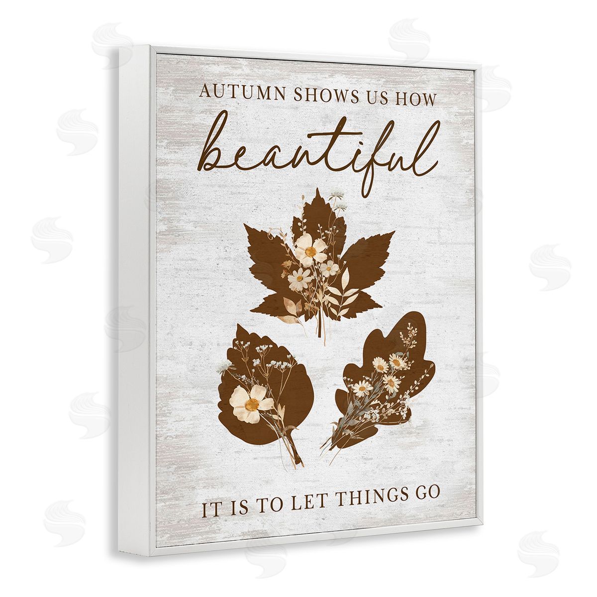 Lettered and Lined Autumnal Beauty Phrase White Framed Giclee Wall Art Print