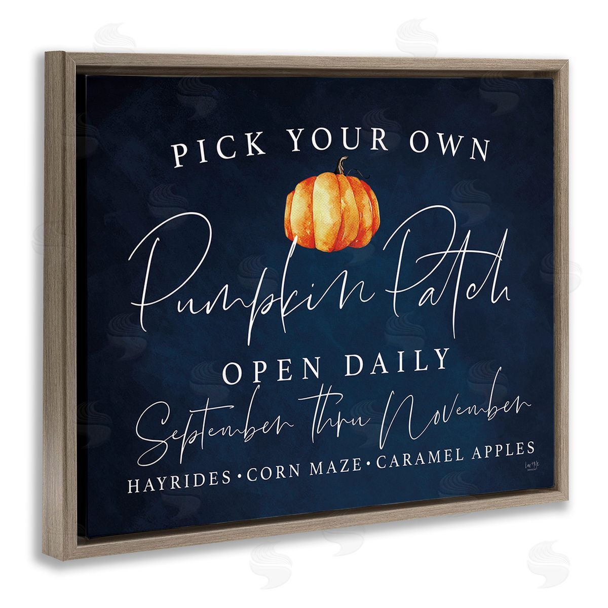 Lux + Me Designs Pick Your Own Pumpkins Brown Floating Frame Canvas Wall Art Print