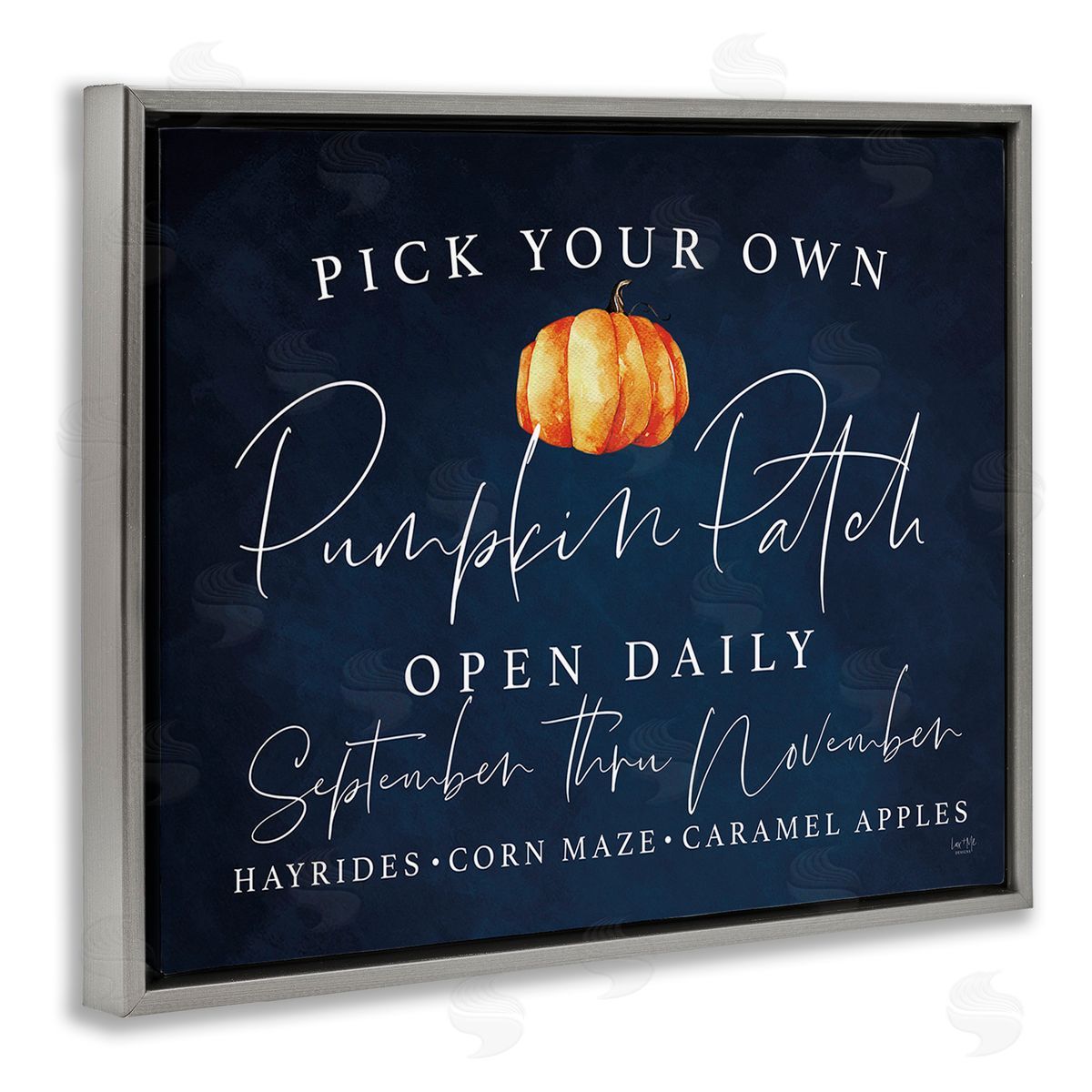 Lux + Me Designs Pick Your Own Pumpkins Gray Floating Frame Canvas Wall Art Print