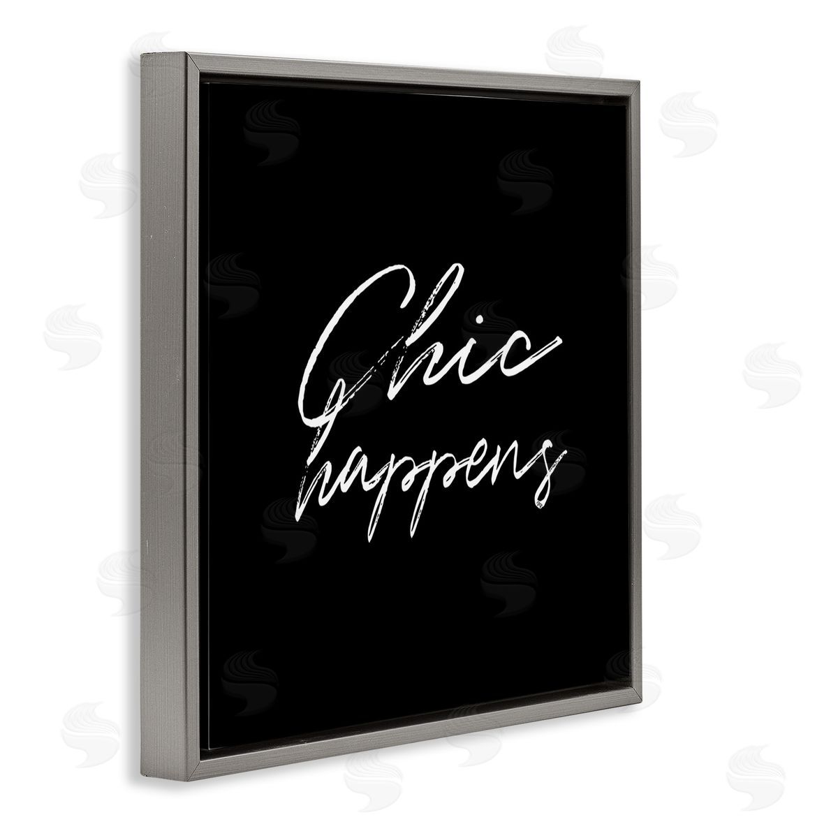 Martina Pavlova Chic Happens on Black Gray Floating Frame Canvas Wall Art Print