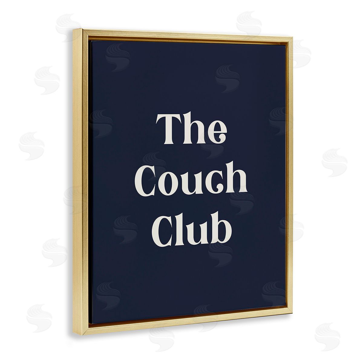 Stupell Studio Couch Club Phrase Gold Floating Frame Canvas Wall Art Print
