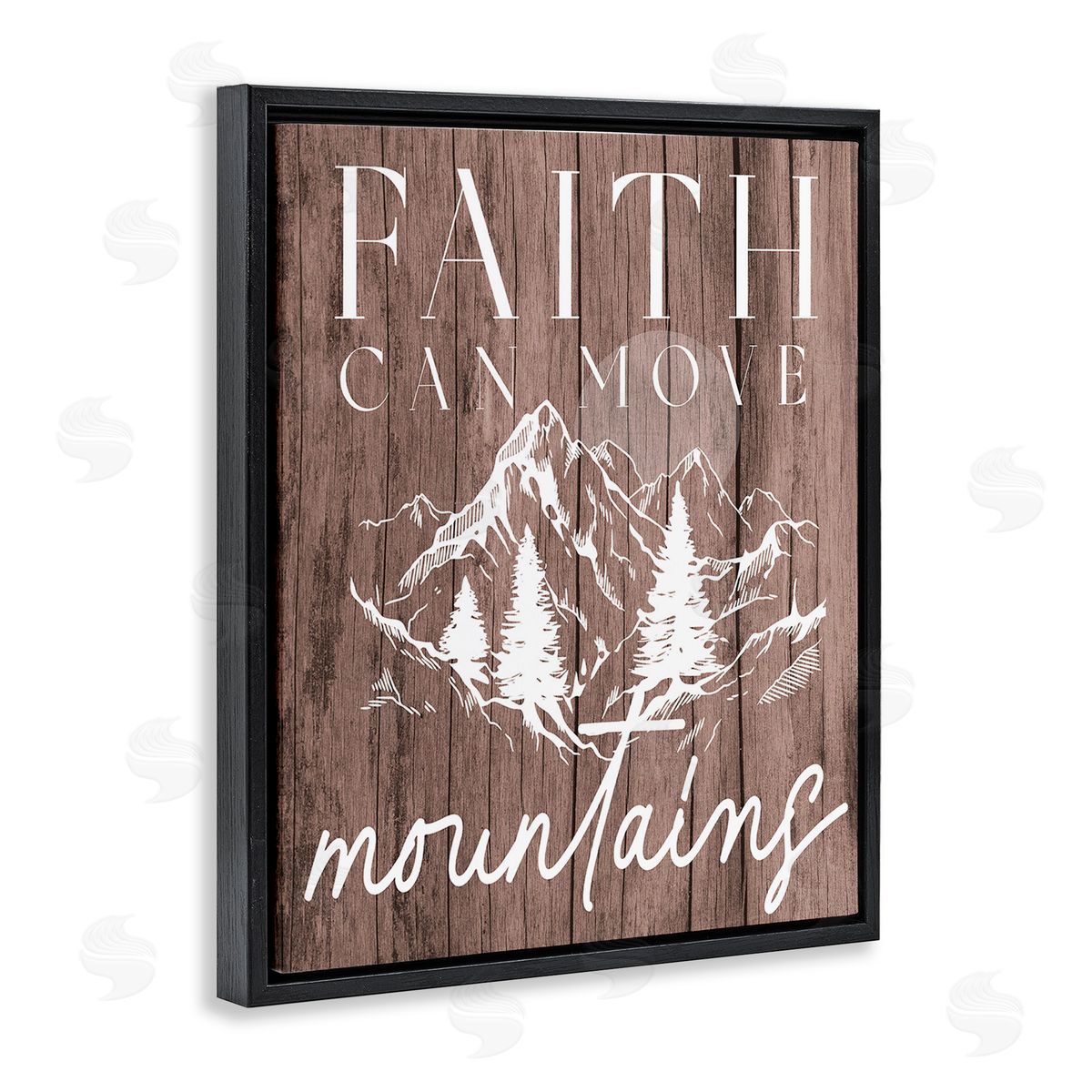 Stupell Studio Faith Can Move Mountains Black Floating Frame Canvas Wall Art Print