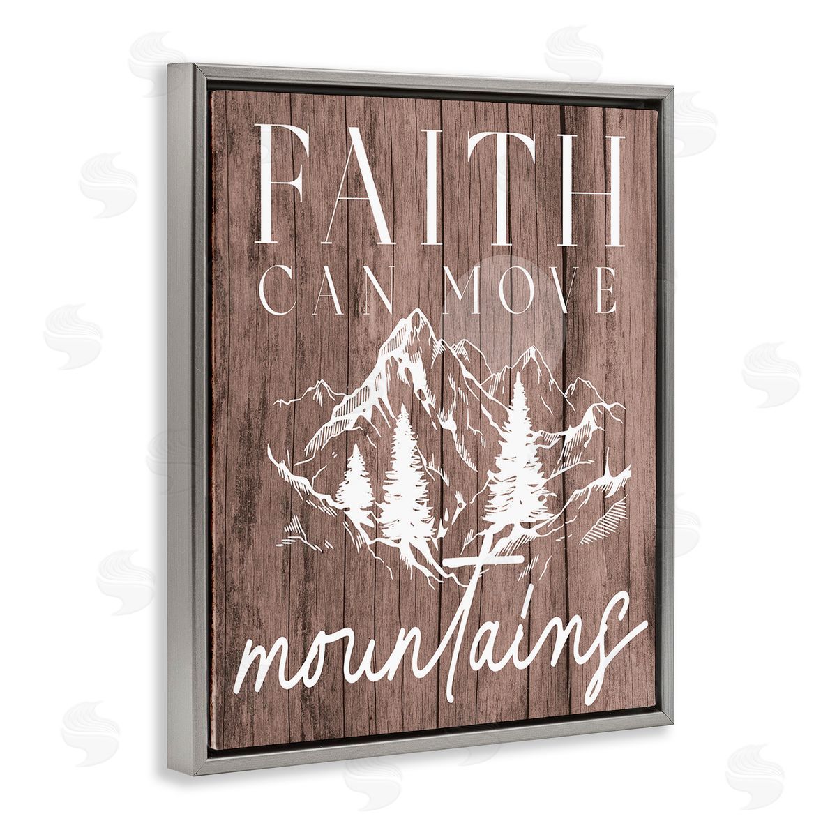 Stupell Studio Faith Can Move Mountains Gray Floating Frame Canvas Wall Art Print