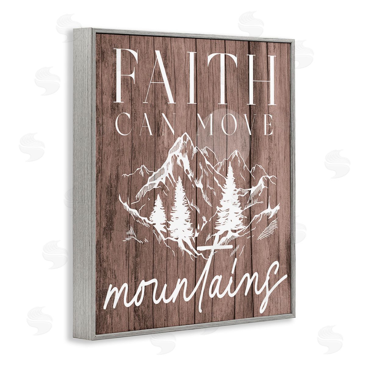 Stupell Studio Faith Can Move Mountains Gray Framed Giclee Wall Art Print