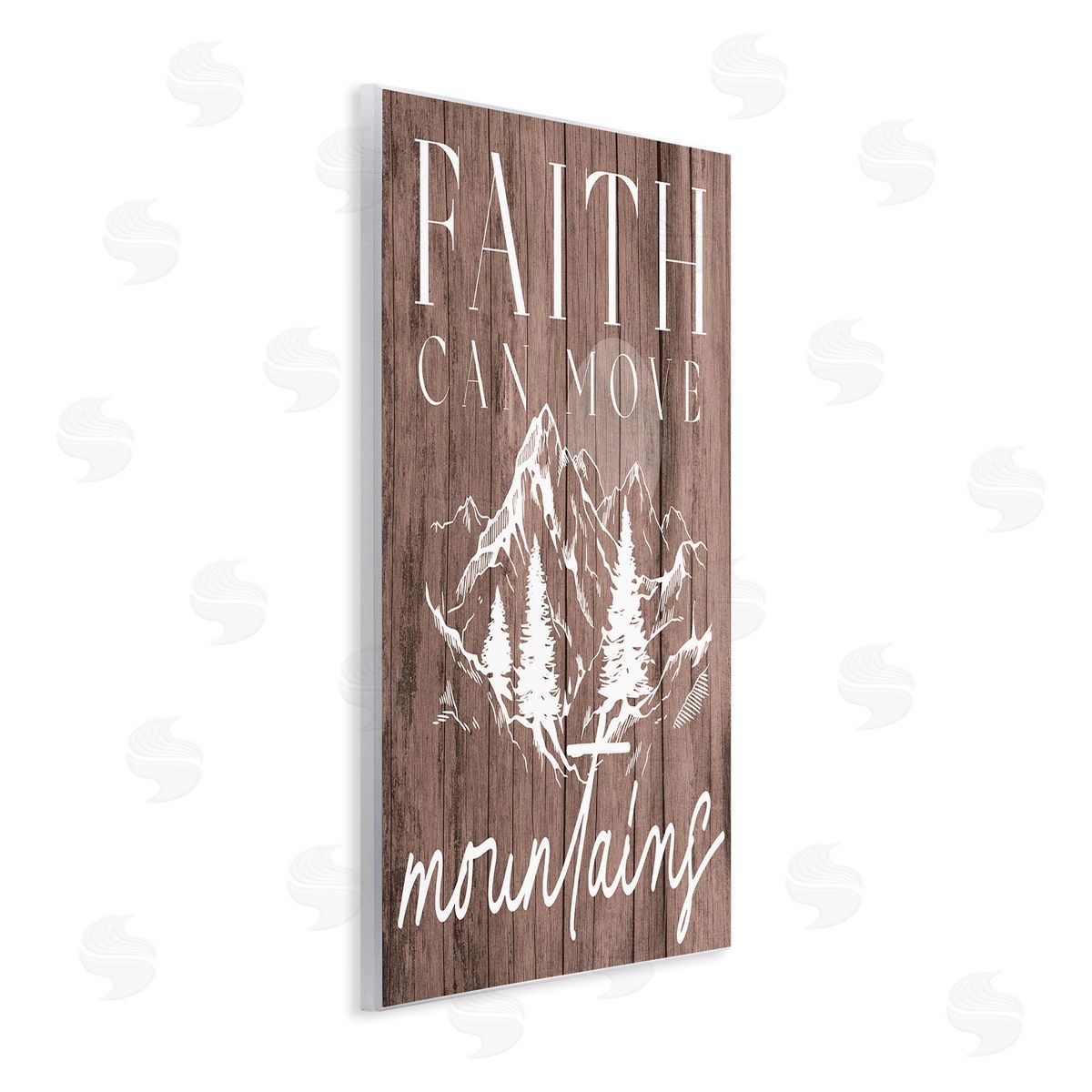 Stupell Studio Faith Can Move Mountains Wooden Wall Plaque Art Print