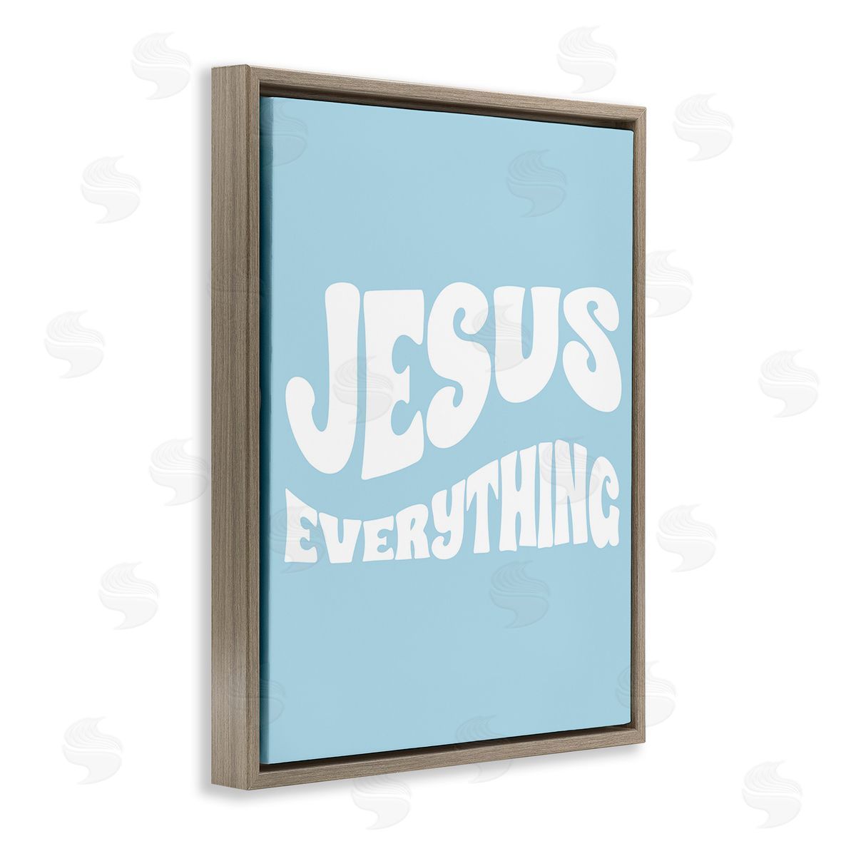 Stupell Studio Jesus Everything Phrase Brown Floating Frame Canvas Wall Art Print