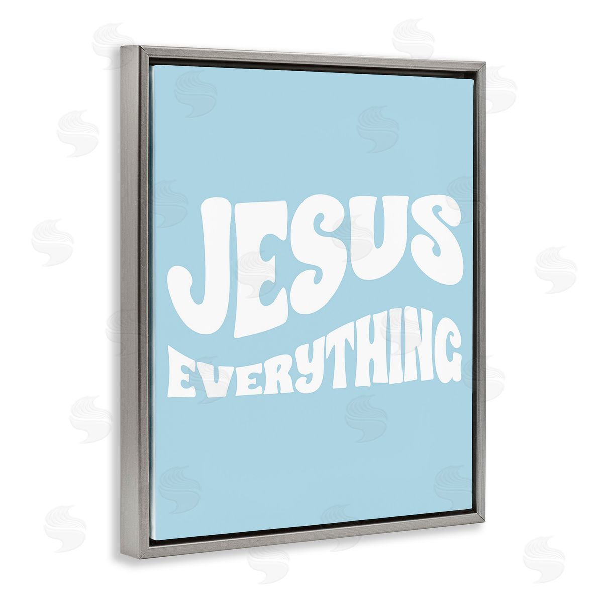 Stupell Studio Jesus Everything Phrase Gray Floating Frame Canvas Wall Art Print