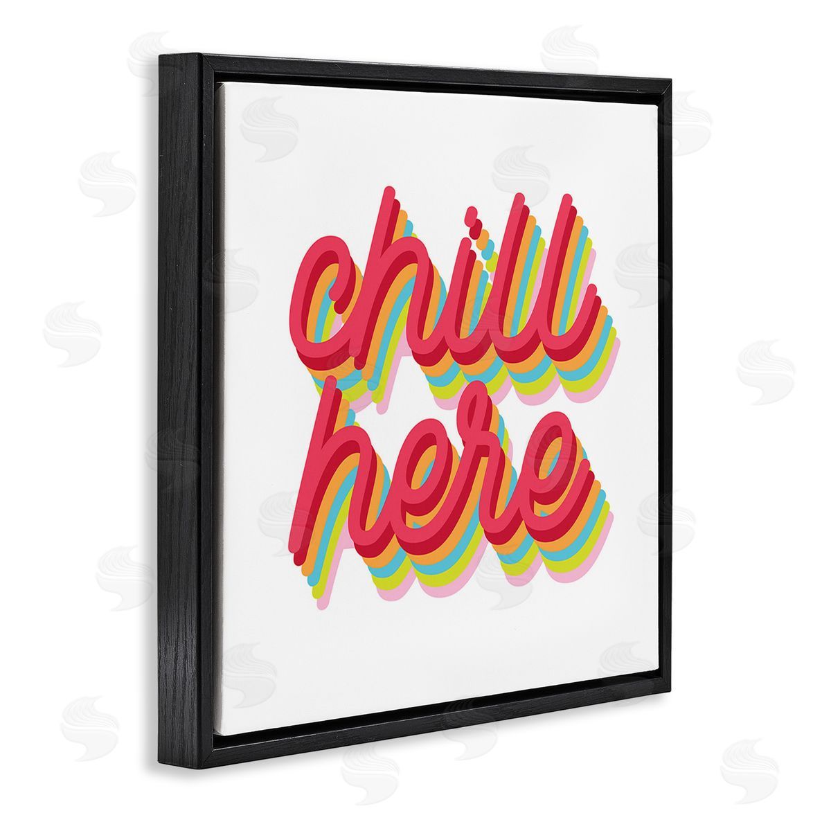 Stupell Studio Retro Chill Here Black Floating Frame Canvas Wall Art Print