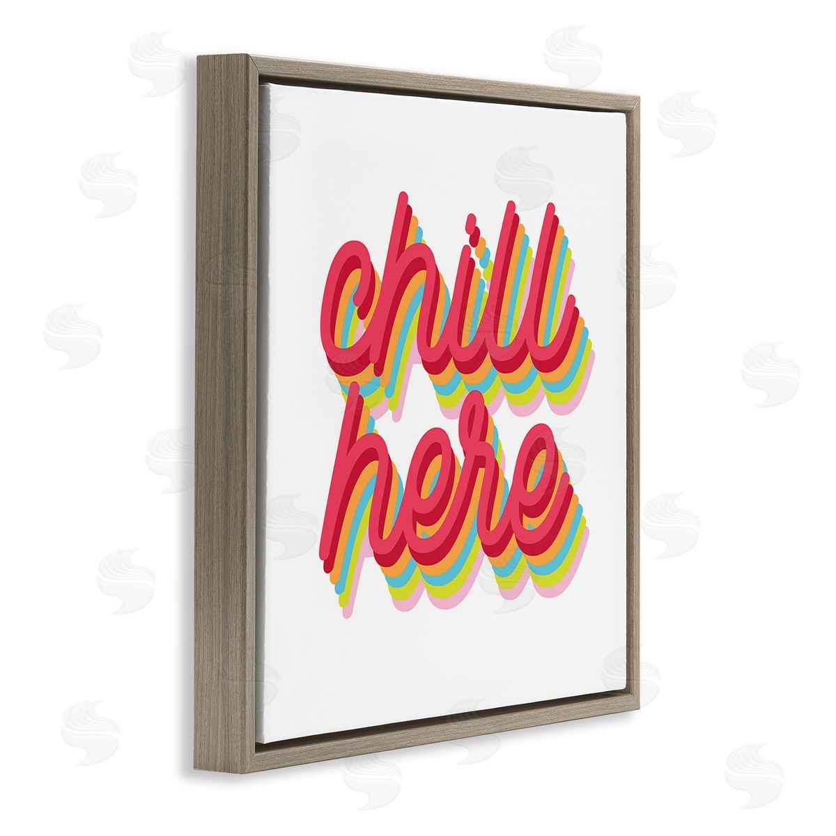 Stupell Studio Retro Chill Here Brown Floating Frame Canvas Wall Art Print