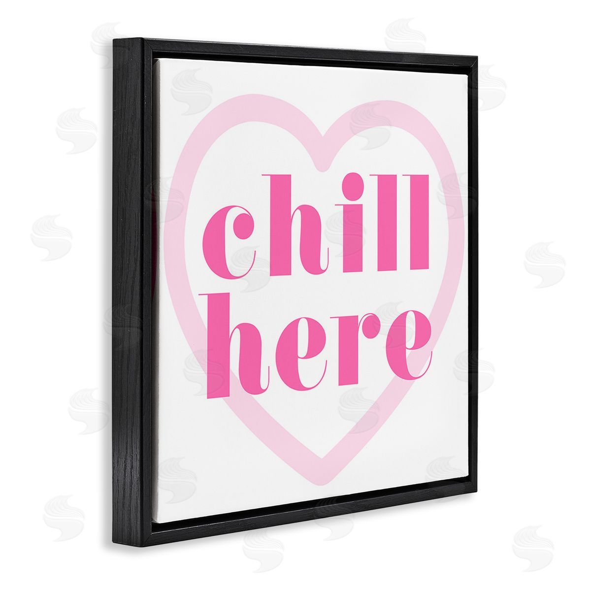 Stupell Studio Chill Here with Heart Black Floating Frame Canvas Wall Art Print