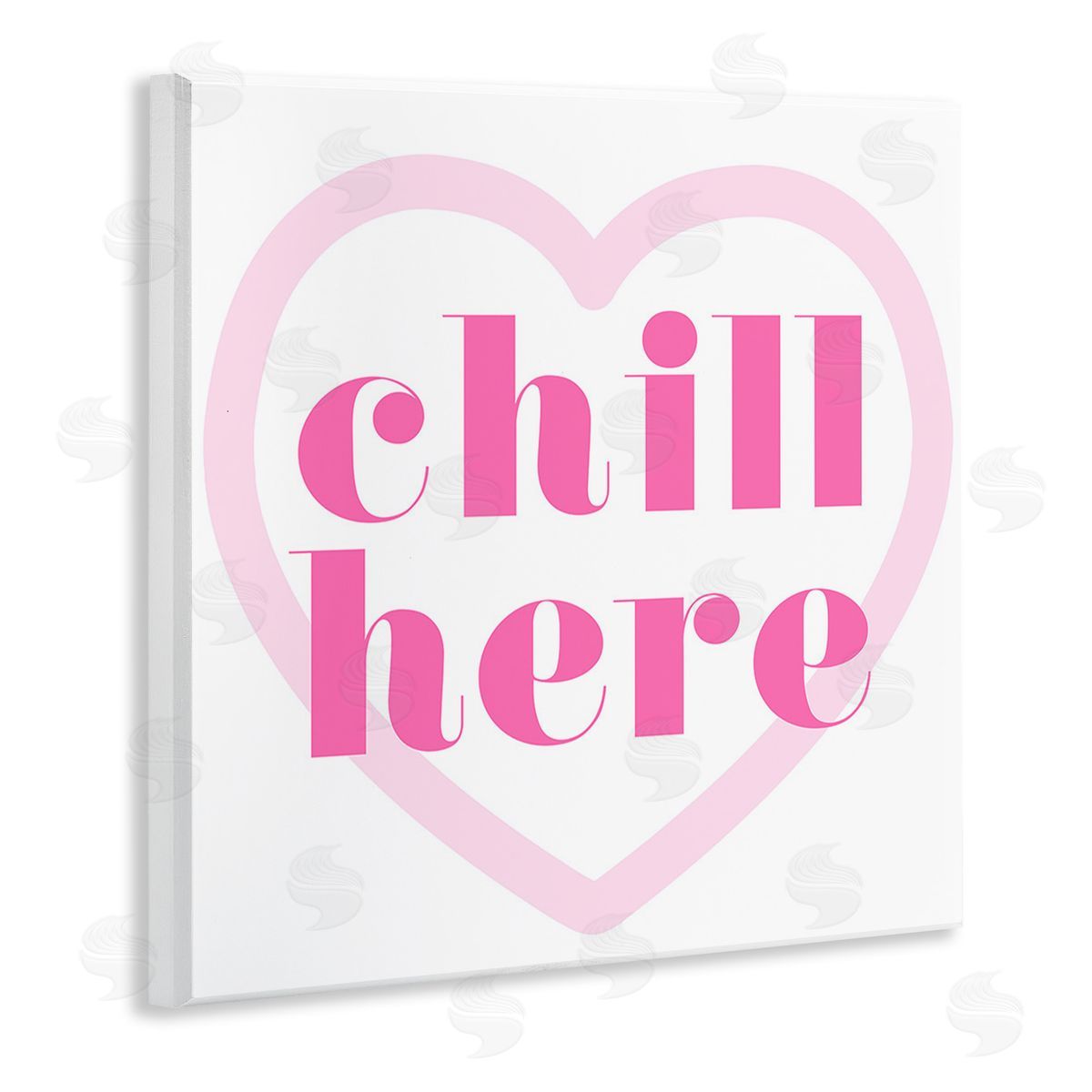 Stupell Studio Chill Here with Heart Wooden Wall Plaque Art Print