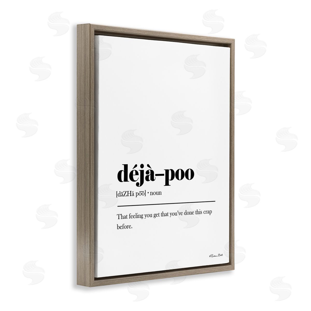 Susan Ball Deja-Poo Definition Brown Floating Frame Canvas Wall Art Print