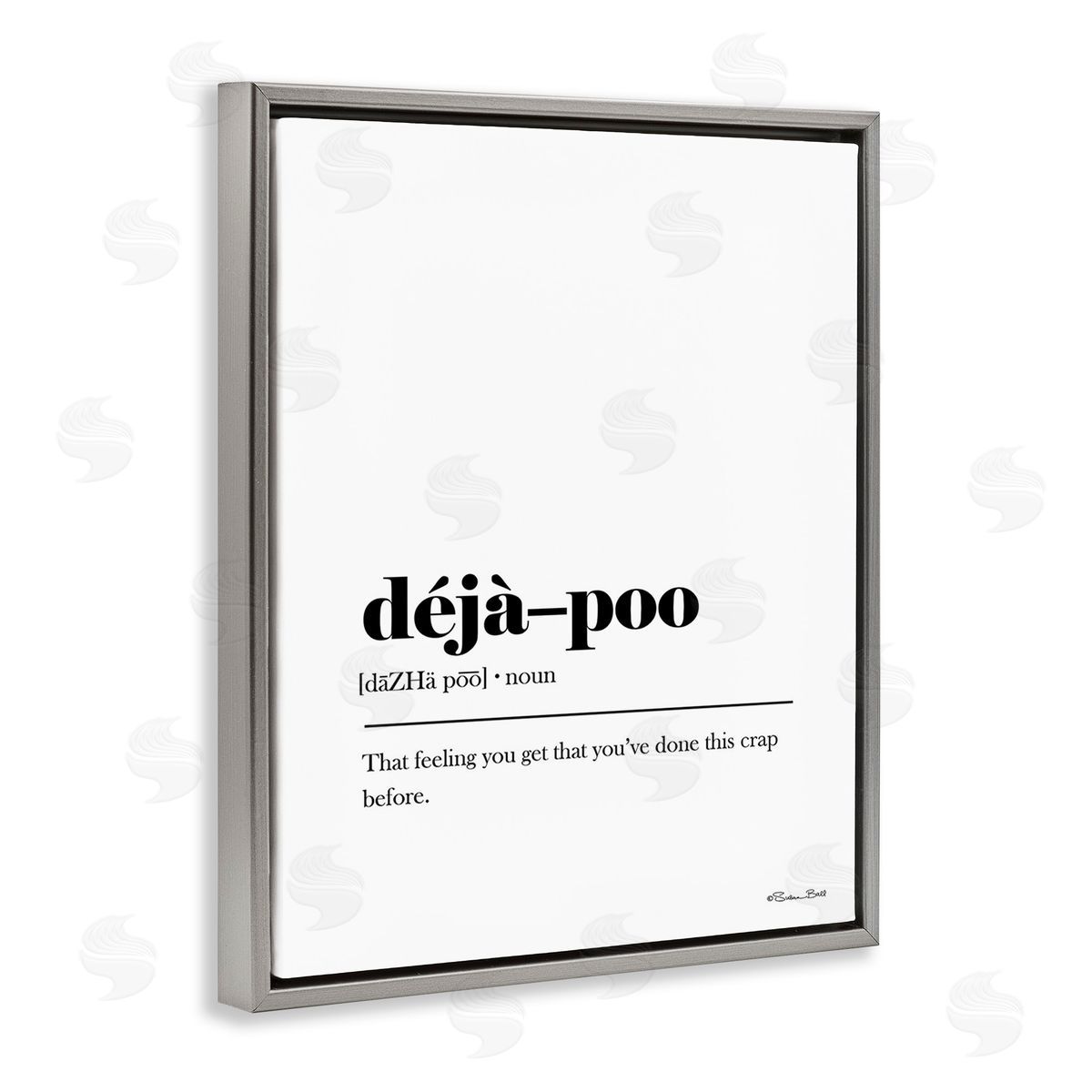 Susan Ball Deja-Poo Definition Gray Floating Frame Canvas Wall Art Print