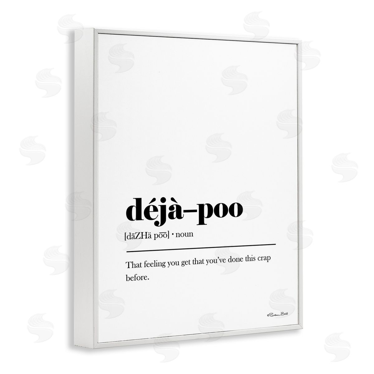 Susan Ball Deja-Poo Definition White Framed Giclee Wall Art Print
