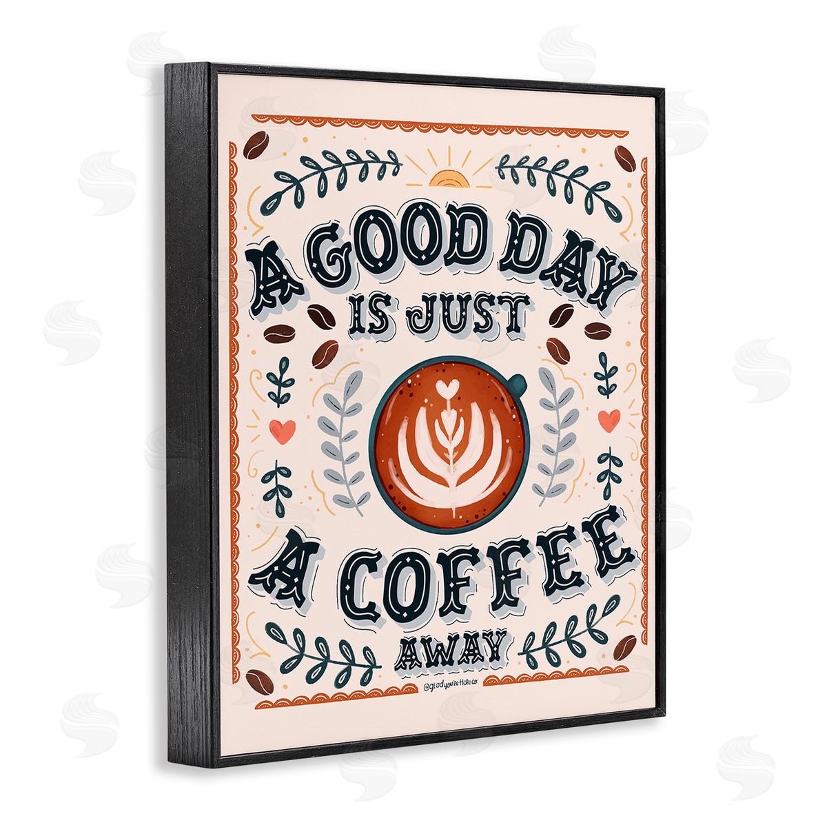 Glad You're Here Co. Good Day A Coffee Away Black Framed Giclee Wall Art Print