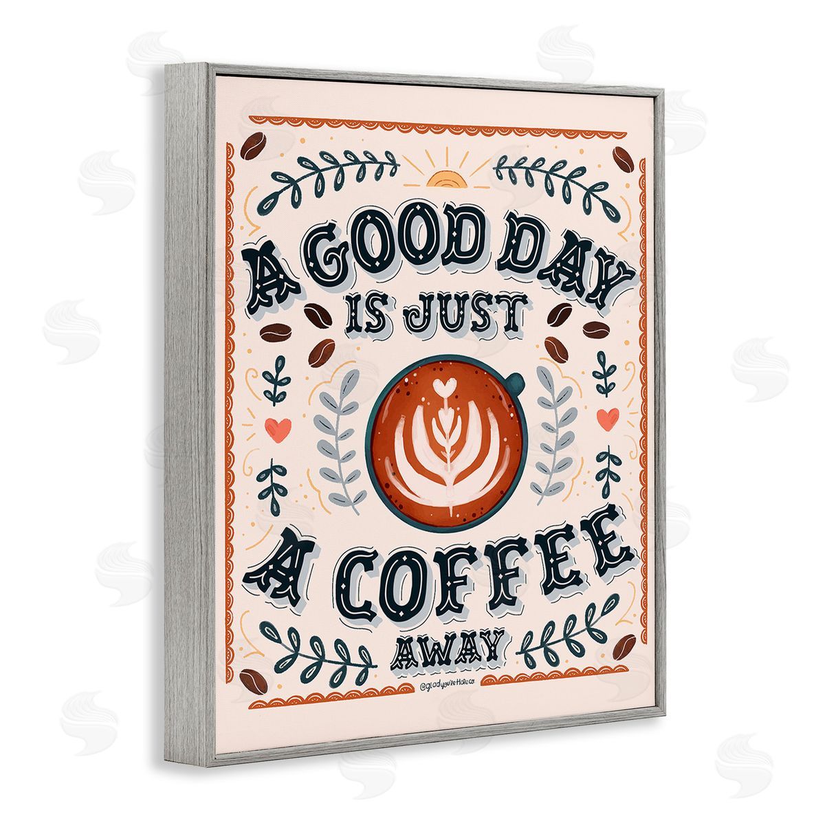 Glad You're Here Co. Good Day A Coffee Away Gray Framed Giclee Wall Art Print