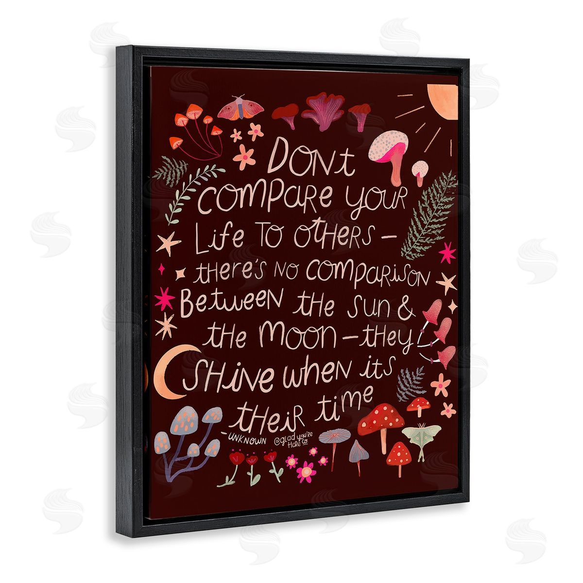 Glad You're Here Co. Inspirational Nature Quote Black Floating Frame Canvas Wall Art Print