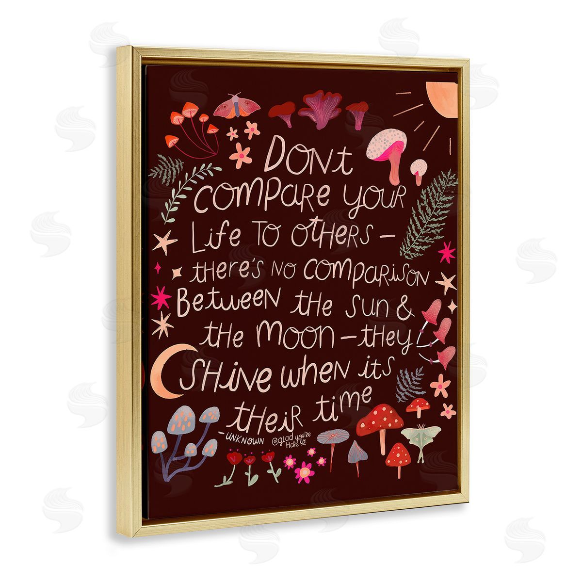 Glad You're Here Co. Inspirational Nature Quote Gold Floating Frame Canvas Wall Art Print