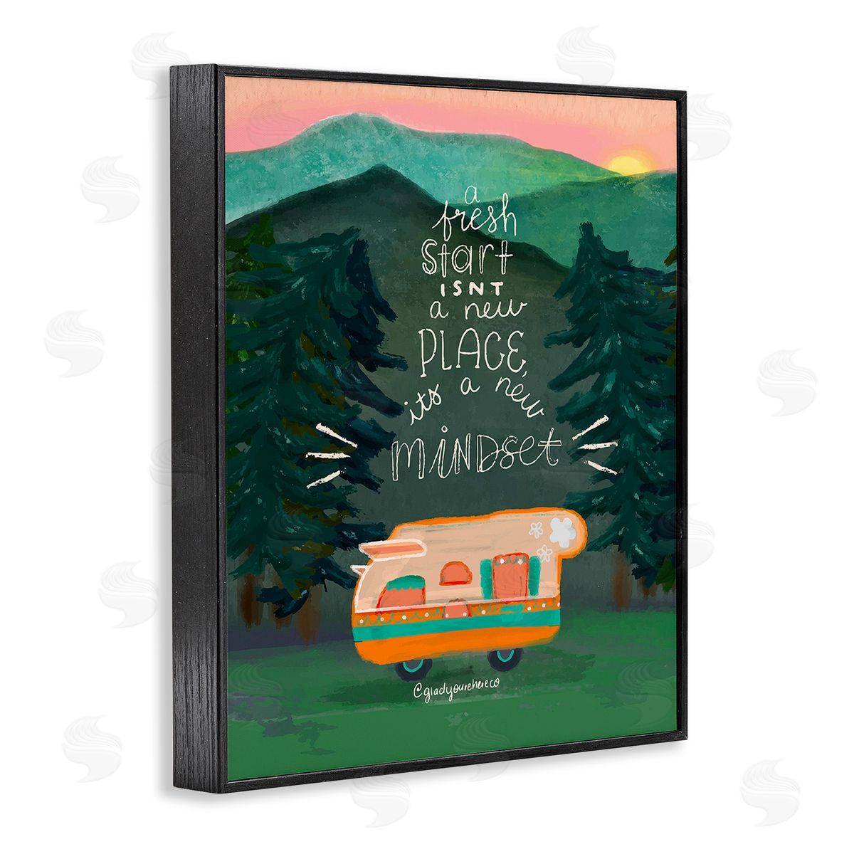 Glad You're Here Co. Fresh Start New Mindset Black Framed Giclee Wall Art Print