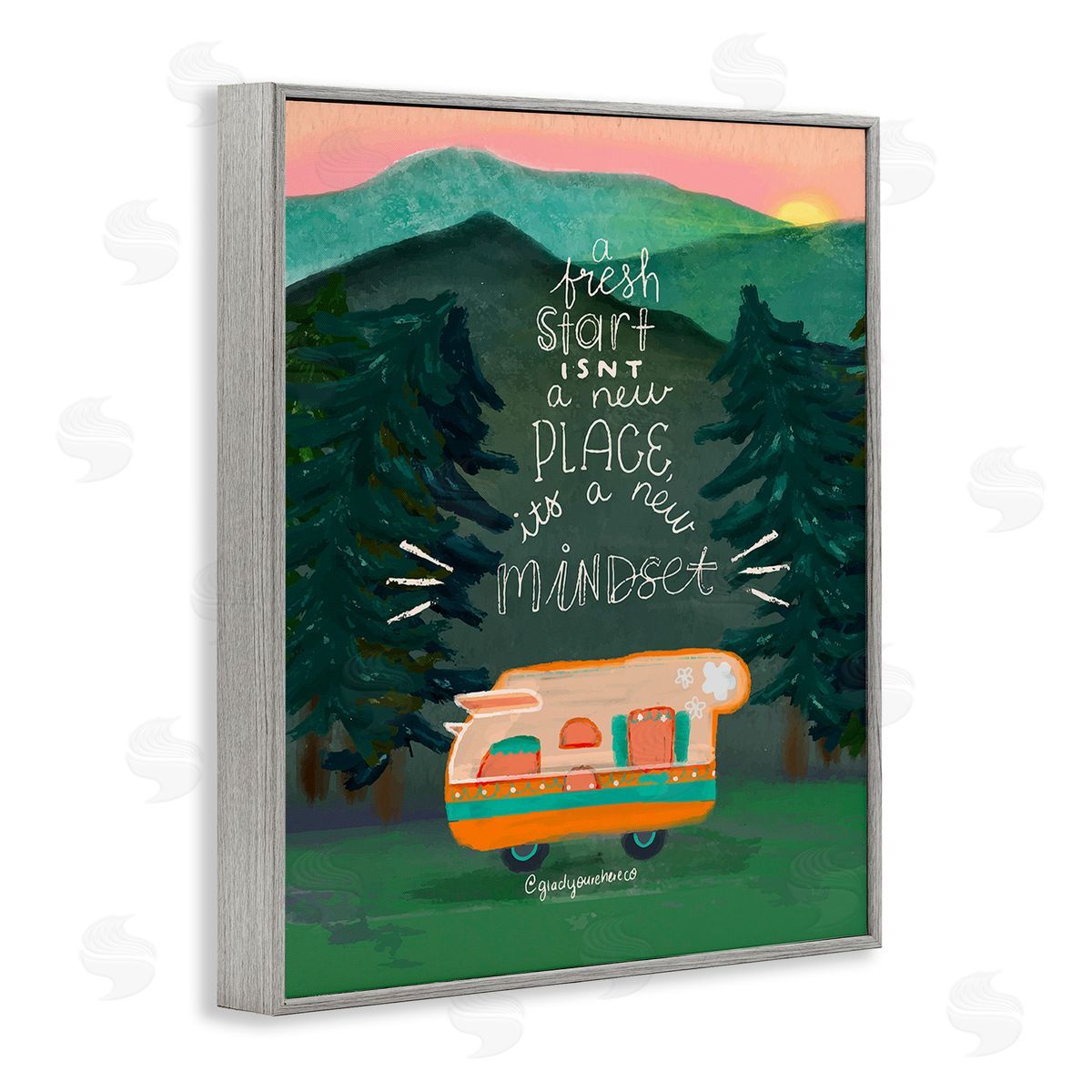 Glad You're Here Co. Fresh Start New Mindset Gray Framed Giclee Wall Art Print