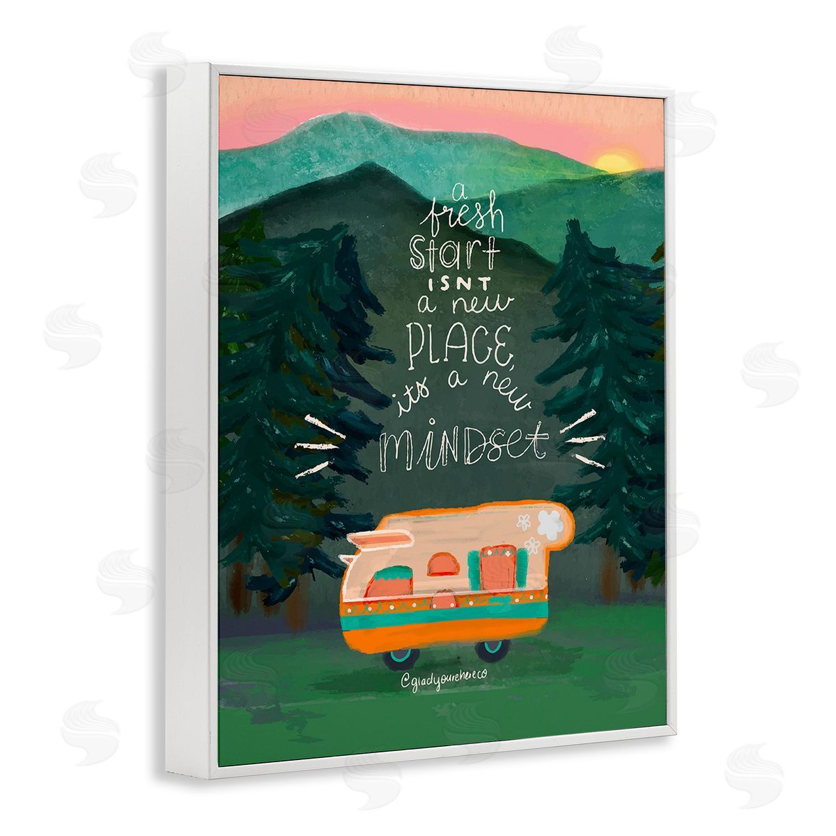 Glad You're Here Co. Fresh Start New Mindset White Framed Giclee Wall Art Print
