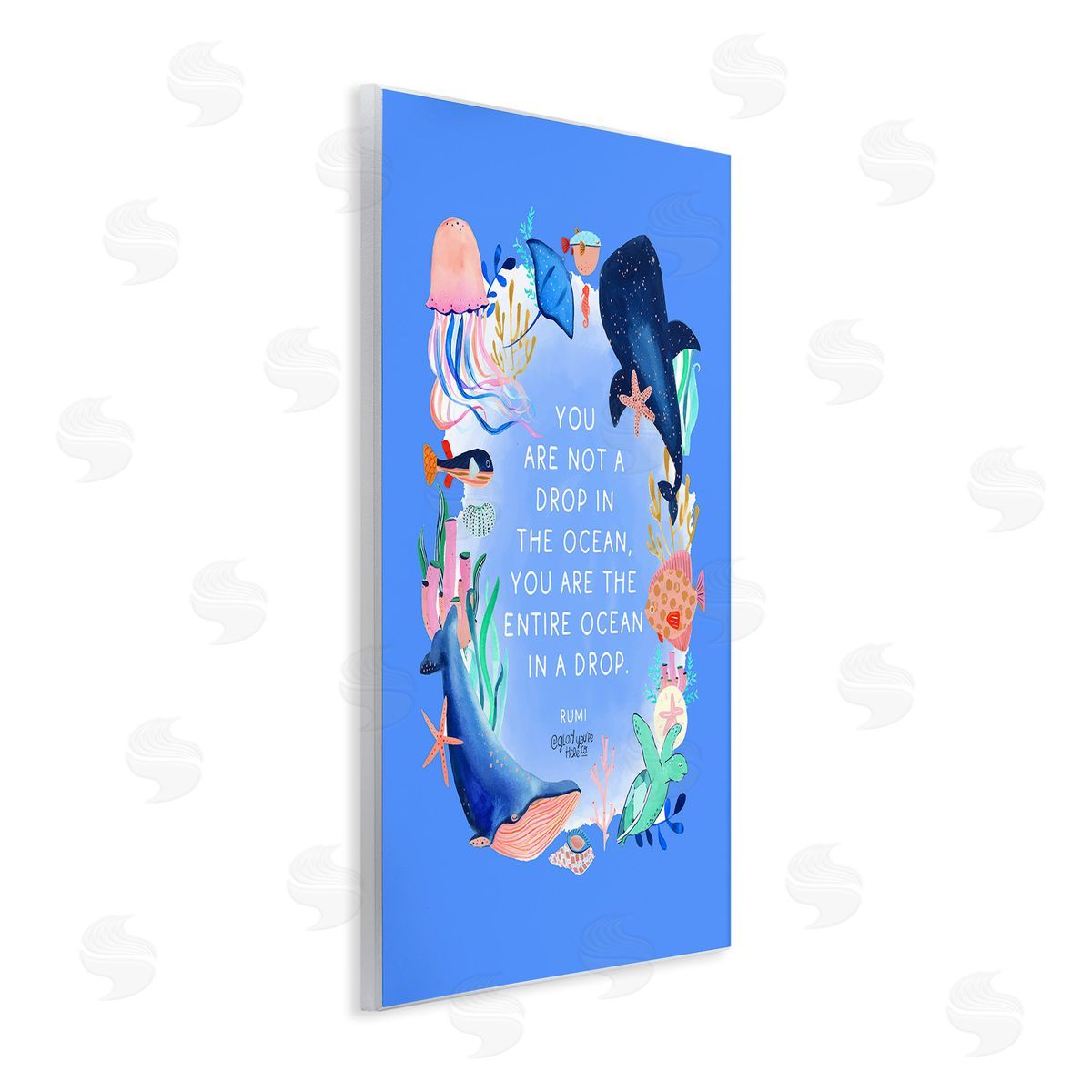 Glad You're Here Co. Ocean In A Drop Phrase Wooden Wall Plaque Art Print