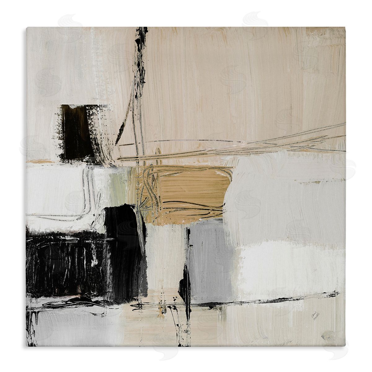 Beige Black Organic Collage Canvas Wall Art, Home Decor by Lanie Loreth