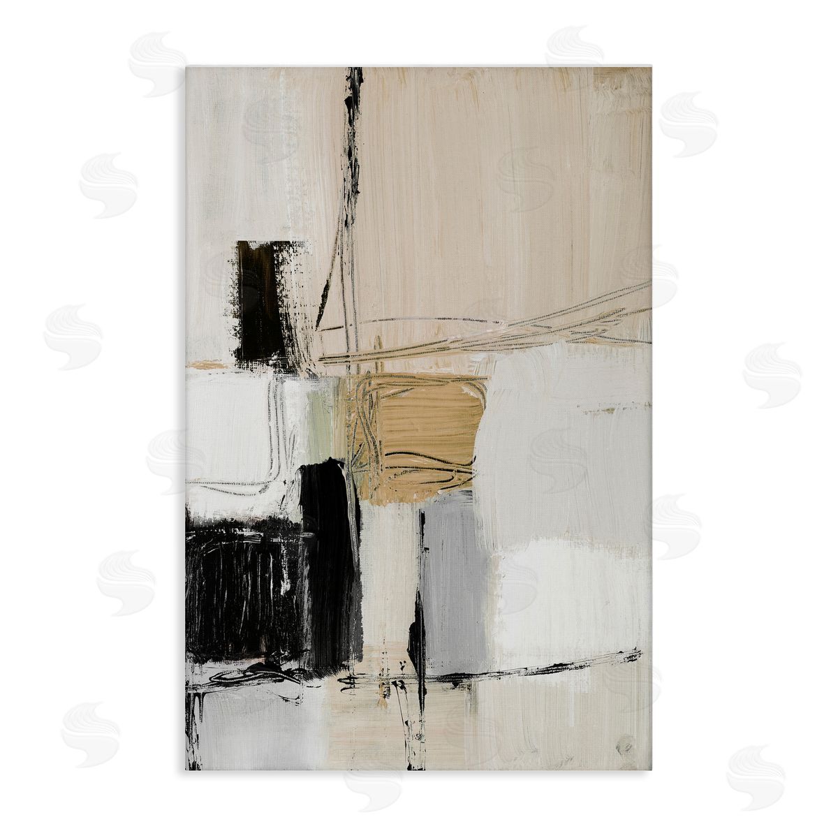 Lanie Loreth Beige Organic Shapes Collage Canvas Wall Art Print