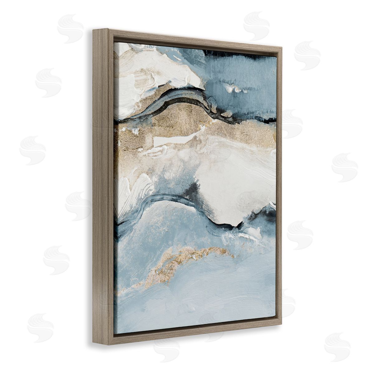 Lanie Loreth Blue Organic Agate Pattern Brown Floating Frame Canvas Wall Art Print