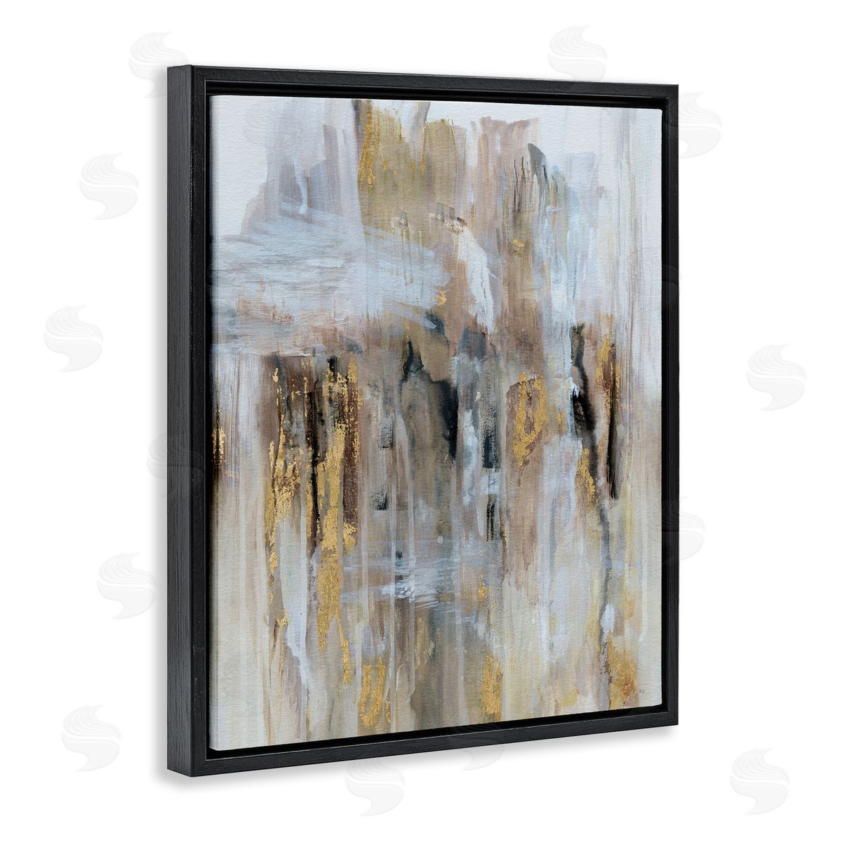 Abstract Paint with Glam Accents Black Floating Frame Canvas Wall Art, Home Decor by Susan Jill