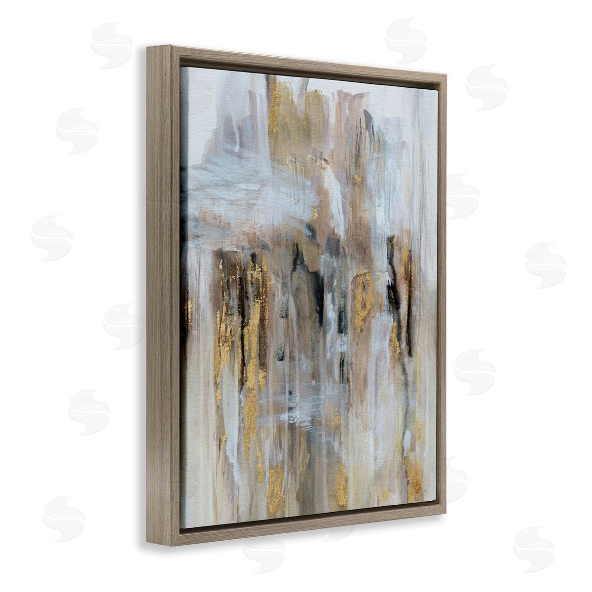 Abstract Paint with Glam Accents Brown Floating Frame Canvas Wall Art, Home Decor by Susan Jill