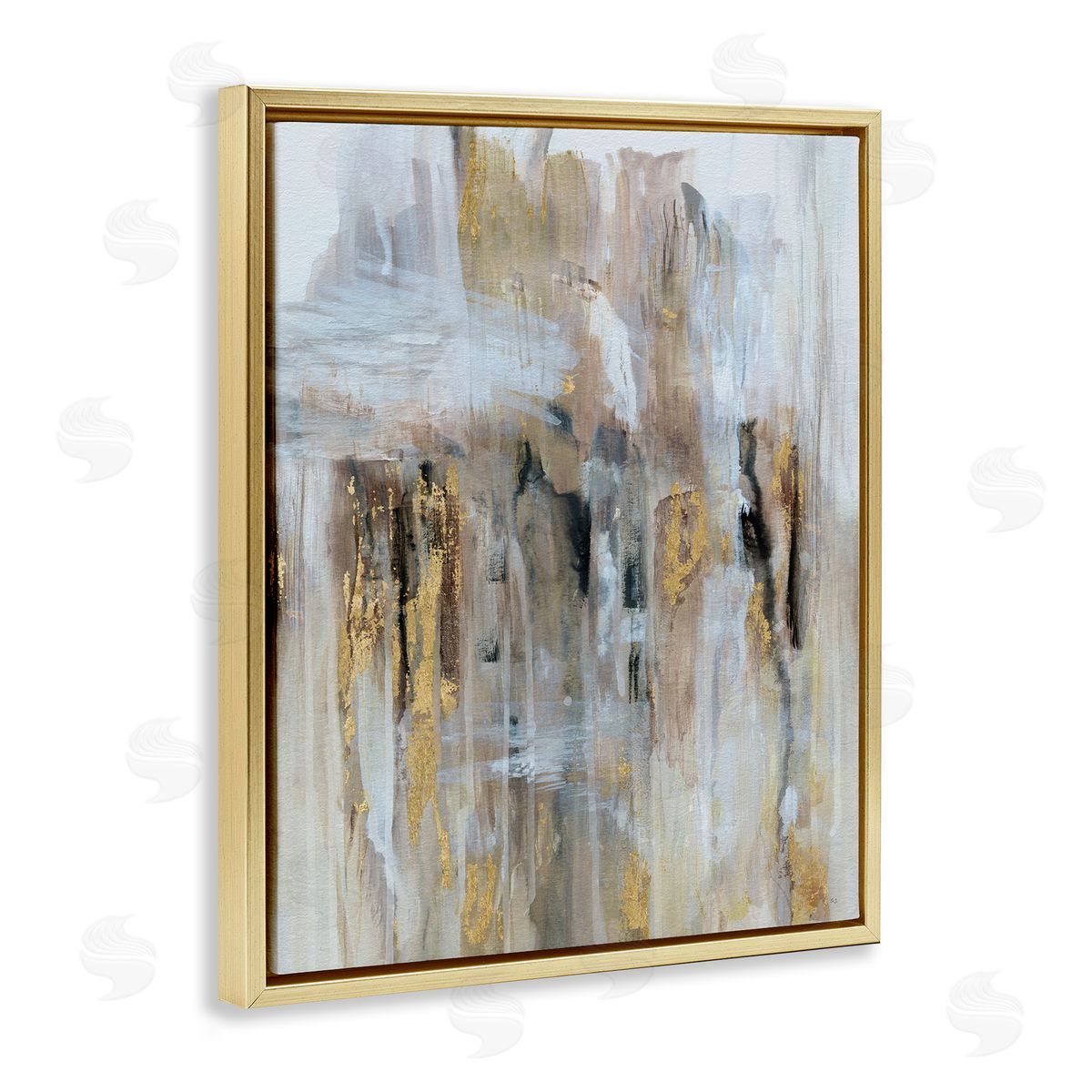 Abstract Paint with Glam Accents Gold Floating Frame Canvas Wall Art, Home Decor by Susan Jill